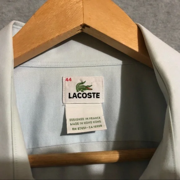 🚫sold🚫Lacoste Button Down Shirt Baby Blue size 44 - Picture 7 of 8